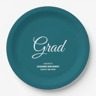 Assiettes En Carton Turquoise minimaliste Moderne Graduation Party