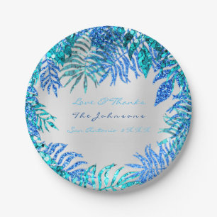 Assiettes En Carton Turquoise tropicale de rose d'océan de bleu