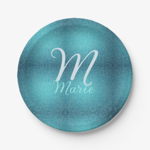 Assiettes En Carton Turquoise turquoise agate aqua monogramme ajouter 