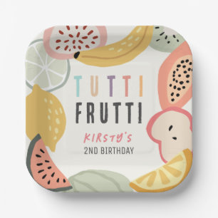 Assiettes En Carton Tutti Frutti Fruit coloré 2e anniversaire