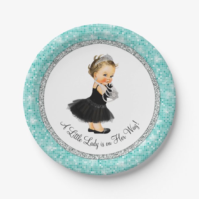 Assiettes En Carton Tutu Ballerina Pearl Petite Dame Bébé Fille Douche (Devant)