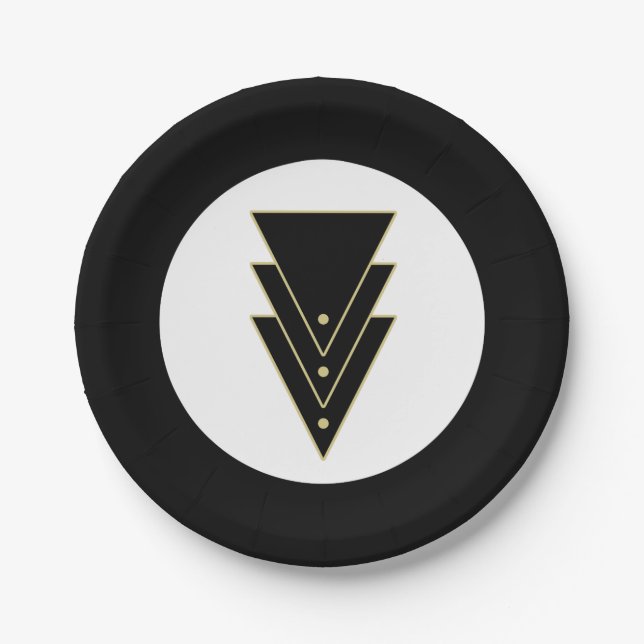 Assiettes En Carton Tuxedo Art Déco Moderne (Devant)