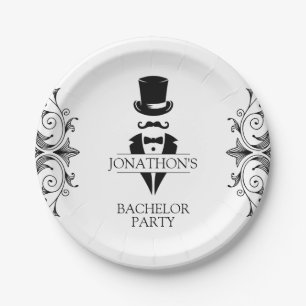 Assiettes En Carton Tuxedo Bachelor