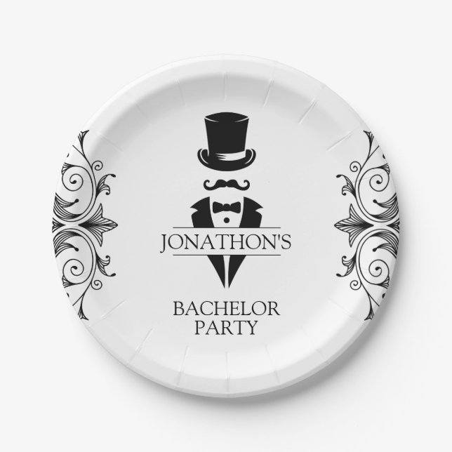 Assiettes En Carton Tuxedo Bachelor (Devant)