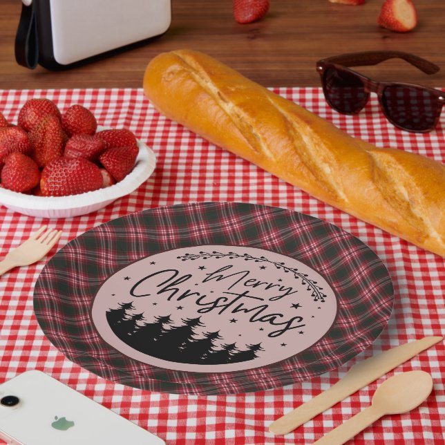 Assiettes En Carton Tweedside Modern Scottish Tartan Christmas (Pique-nique)