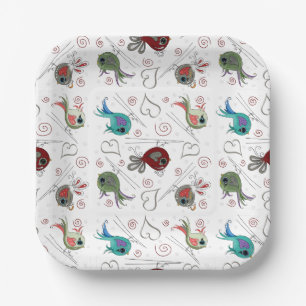 Assiettes En Carton Tweeter Plaque de fête des oiseaux