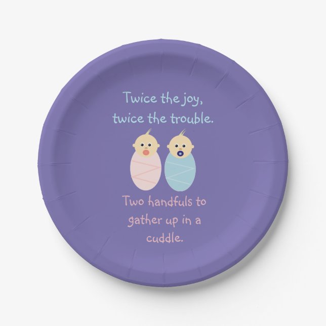 Assiettes En Carton Twin Babies = Deux fois le poème de la joie (Devant)