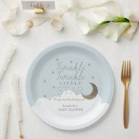 Twinkle Little Star Moon Baby shower bleu