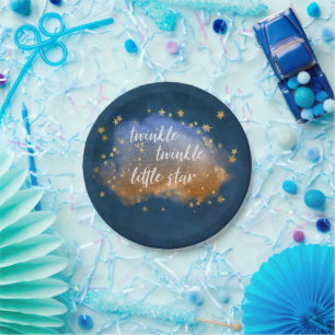 Assiettes En Carton Twinkle Little Star Poussière d'or en cuivre ble