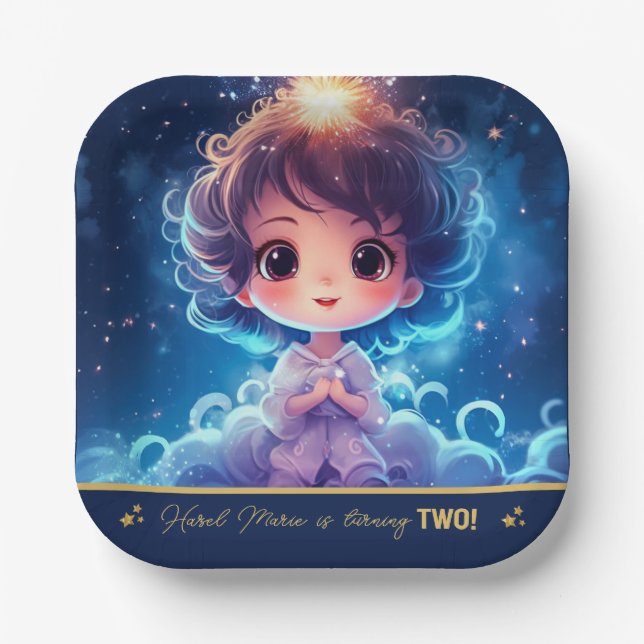 Assiettes En Carton Twinkle Little Starry Princess Girl Anniversaire (Recto)