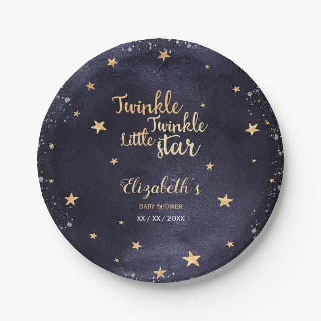 Assiettes En Carton Twinkle petite étoile sexe neutre bébé douche (Devant)