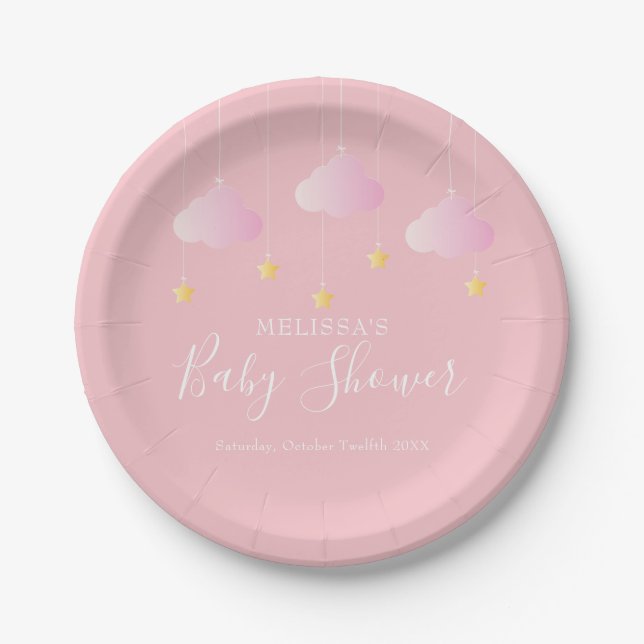 Assiettes En Carton Twinkle scintillement petite étoile fille douche r (Devant)