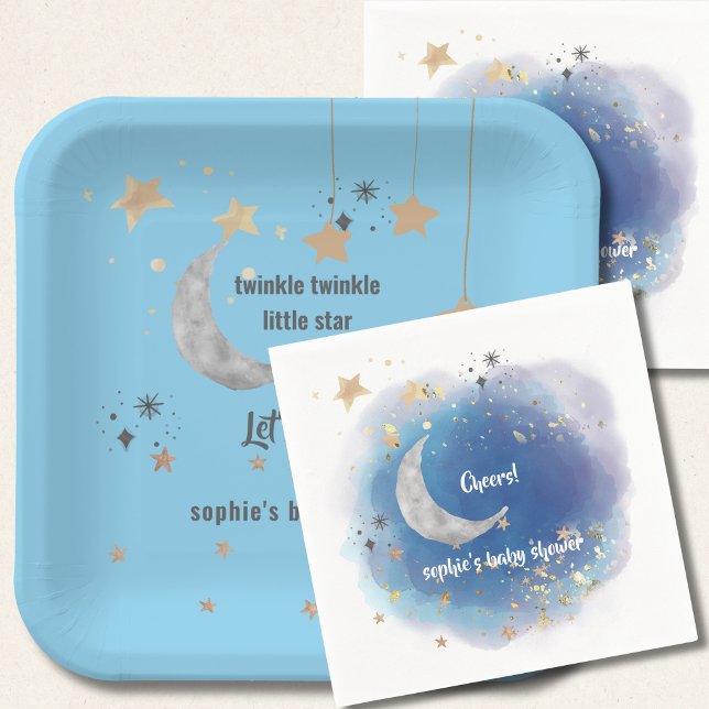 Assiettes En Carton Twinkle Twinkle Little Star, Bleu  (Créateur téléchargé)