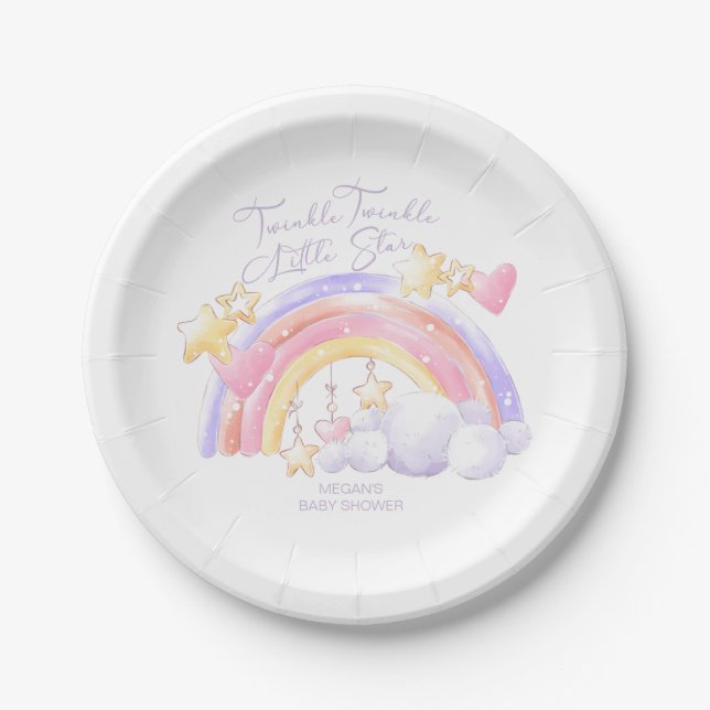 Assiettes En Carton Twinkle Twinkle Little Star Rainbow Baby shower (Devant)