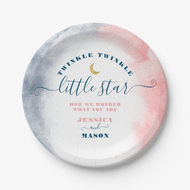 Assiettes En Carton Twinkle Twinkle Little Star Sexe Plaques de révéla (Devant)