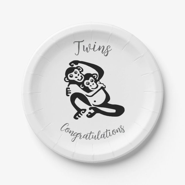 Assiettes En Carton Twins - Bonobo - Congratulations -  (Devant)