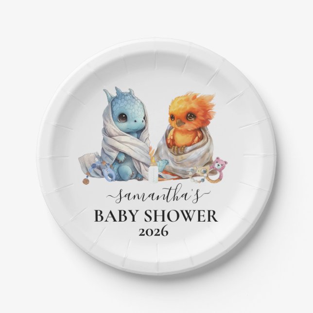 Assiettes En Carton Twins Phoenix Dragon Imaginaire magique (Devant)