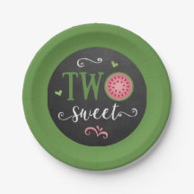 Two Sweet Watermelon 2nd Birthday Paper Plate