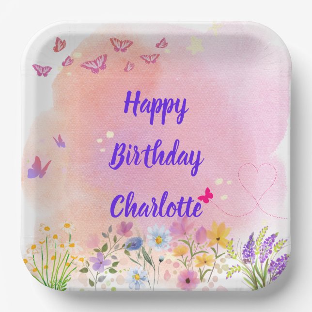 Assiettes En Carton "Two Wild & Full of Wonder" Bonne fête d'anniversa (Recto)