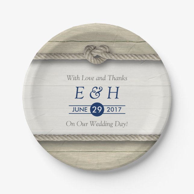Assiettes En Carton Tying The Knot Rustic Beach Wedding (Devant)