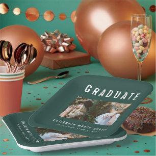Assiettes En Carton Type graduation multi photo vert moderne fête
