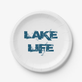 Assiettes En Carton Typographie bleue du lac Life