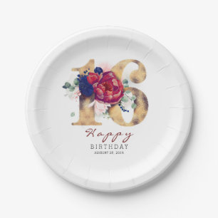 Assiettes En Carton Typographie de la Flore rouge de Bourgogne 16e ann