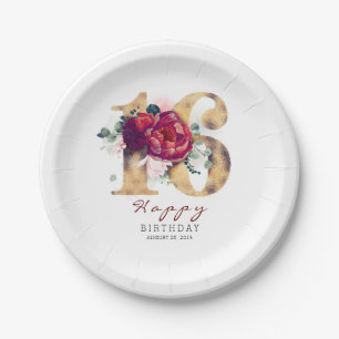 Assiettes En Carton Typographie de la Flore rouge de Bourgogne 16e ann
