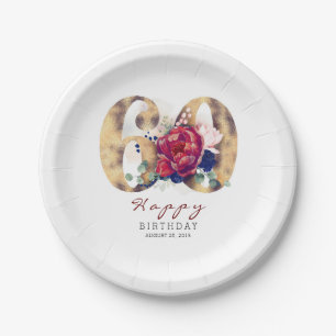 Assiettes En Carton Typographie de la Flore rouge de Bourgogne 60e ann