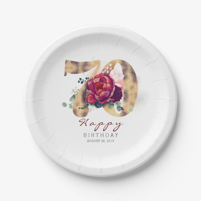 Assiettes En Carton Typographie de la Flore rouge de Bourgogne 70e ann (Devant)