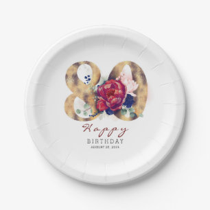 Assiettes En Carton Typographie de la Flore rouge de Bourgogne 80e ann