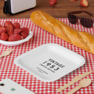 Assiettes En Carton Typographie de l'année personnalisée Fête d'annive