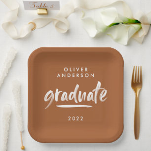 Assiettes En Carton Typographie de script moderne graduation en terre 