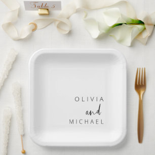 Assiettes En Carton Typographie minimaliste Mariage Élégante