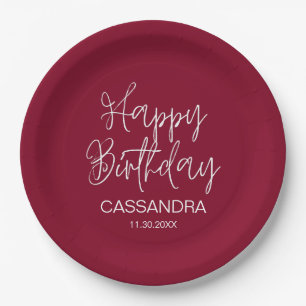 Assiettes En Carton Typographie simple et moderne de Bourgogne Anniver