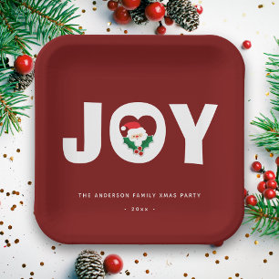 Assiettes En Carton Typographie simple moderne Holly Joie Noël
