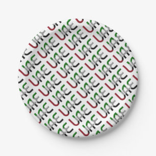 Assiettes En Carton UAE United Arab Emirat Flag Colors Typografy