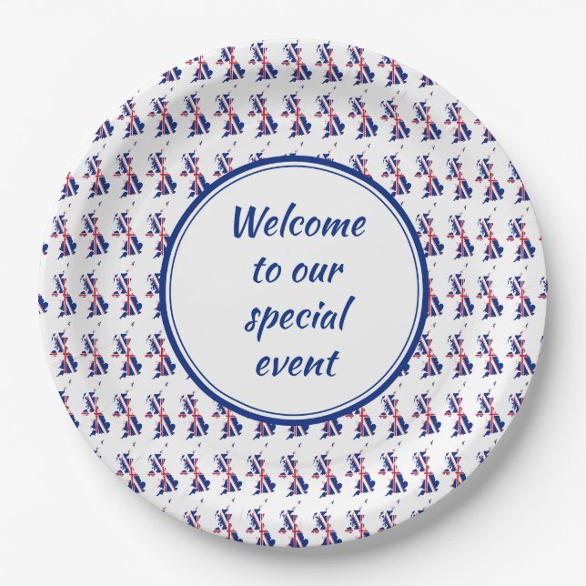 Assiettes En Carton UK UNION JACK Custom Ajouter votre texte Patriotiq (Devant)