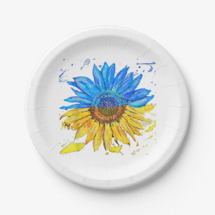 Assiettes En Carton Ukraine Drapeau Tournesol Vintage Chemise Ukrainie