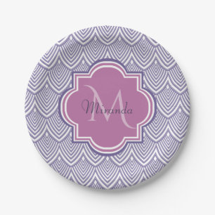 Assiettes En Carton Ultra Violet Arborescence pétoncles Nom du monogra