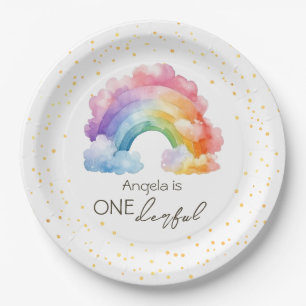 Assiettes En Carton Un Anniversaire de enfant arc-en-ciel délirant