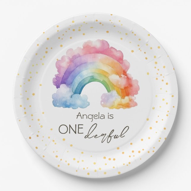 Assiettes En Carton Un Anniversaire de enfant arc-en-ciel délirant (Devant)