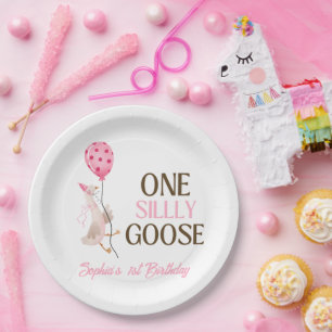 Assiettes En Carton Un anniversaire de One Silly Goose, fille 1er anni