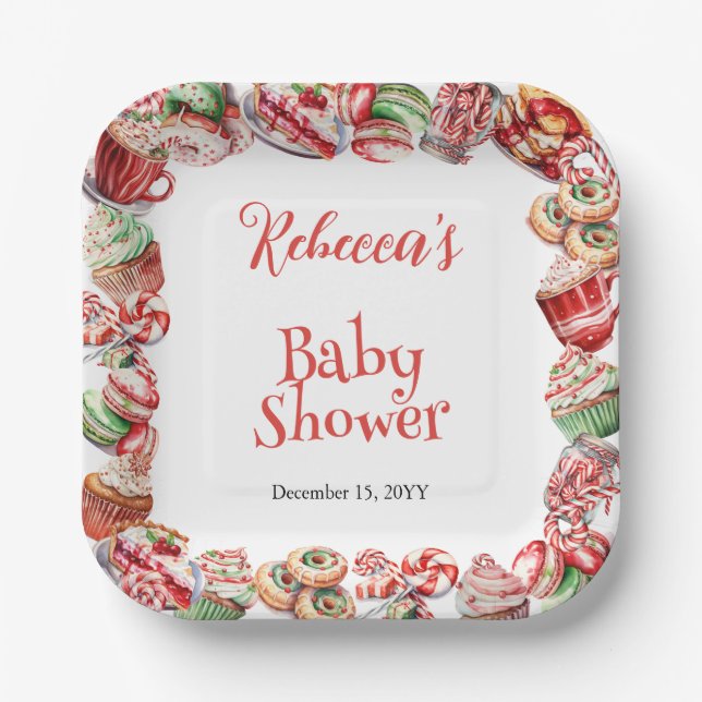 Assiettes En Carton Un Baby shower de cadre pour bébé doux (Recto)