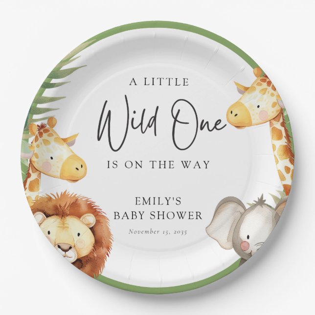 Assiettes En Carton Un Baby shower Safari Un Peu Sauvage (Devant)