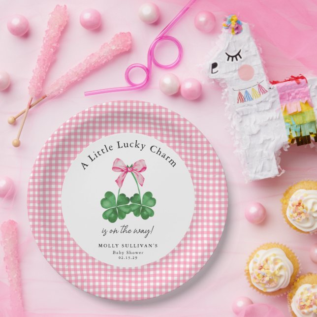 Assiettes En Carton Un Baby shower Shamrock Un Peu Chanceux (Fête)