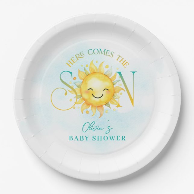 Assiettes En Carton Un beau soleil, voilà le Baby shower du Fils (Devant)