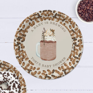 Assiettes En Carton Un Bébé brasse du Baby shower de café glacé
