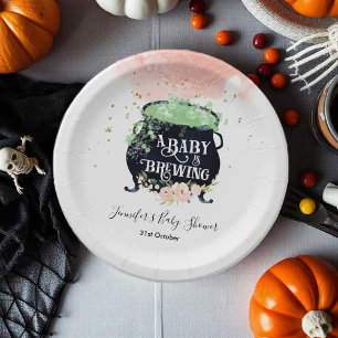 Assiettes En Carton un bébé brasse le Baby shower d'Halloween rose