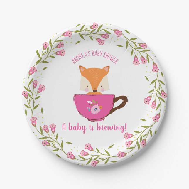 Assiettes En Carton Un bébé brasse rose Teacup Baby Girl Douche (Devant)